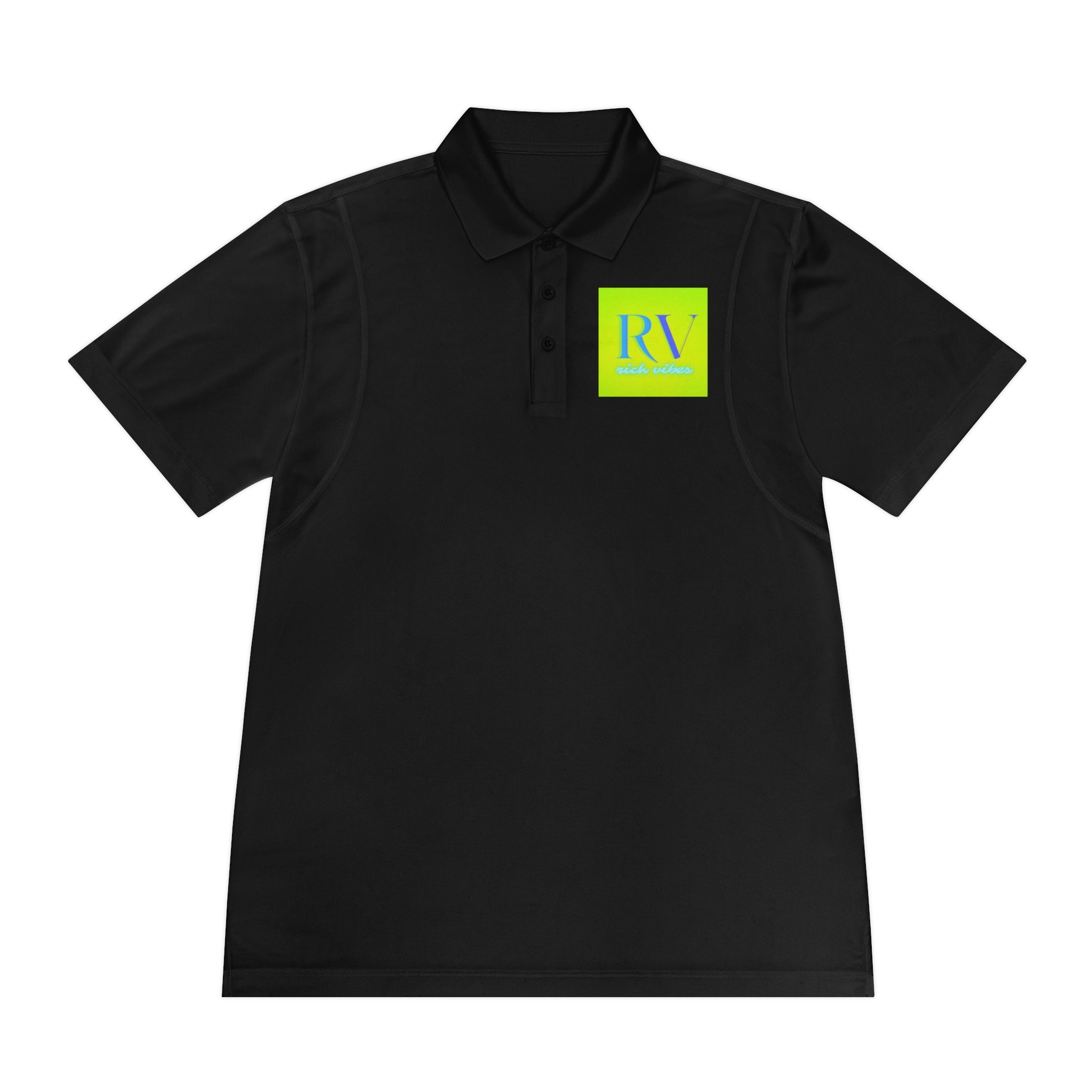 Rich Vibes RV Palm Tree Tropical Lime Green Back Logo 2.0 - Men's Sport Polo Shirt